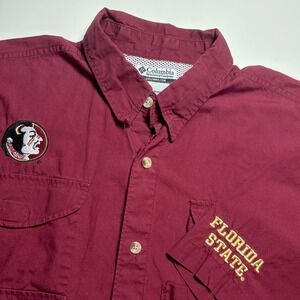 Florida State Seminoles FSU Columbia PFG Men's L‎ Short Sleeve Button Up Shirt